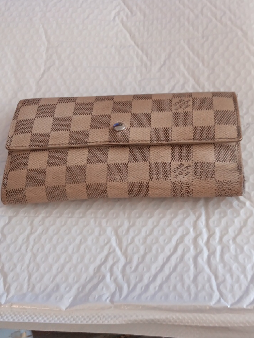 Louis Vuitton Beige and Brown Damier Azur Trifold Wallet